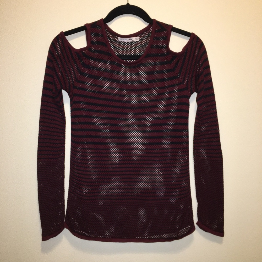 Rag & Bone Quinn Stripe Cold Shoulder Net Top - image 5